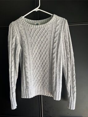 Old Navy Women’s Medium Light Gray Cable Crewneck Sweater  Fisherman Vacation